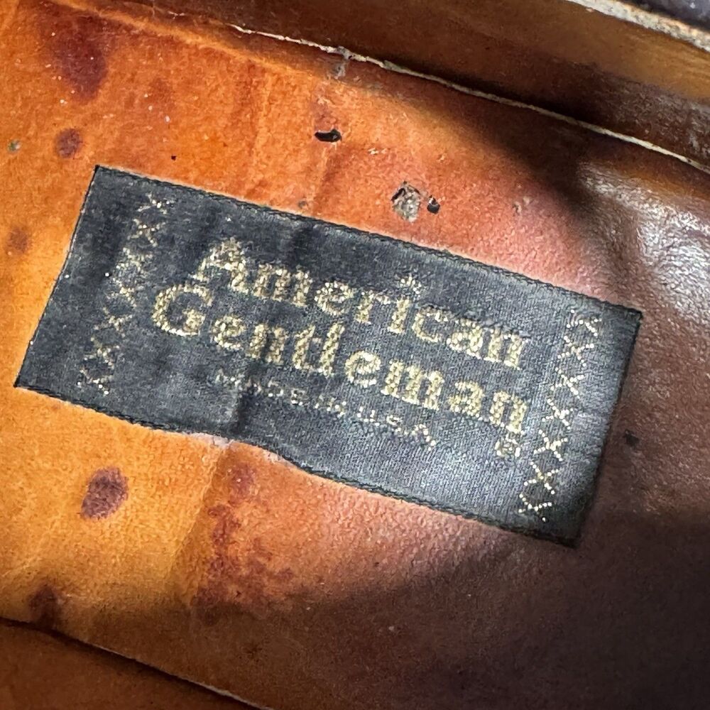 Vintage American Gentleman Dress Shoes Men's 10.5 B Leather Wingtip Oxfords - Picture 9 of 11